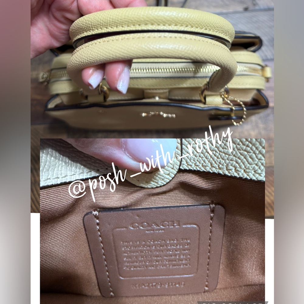 Coach Pebbled Leather Satchel in Light Yellow - Picture 8 of 14